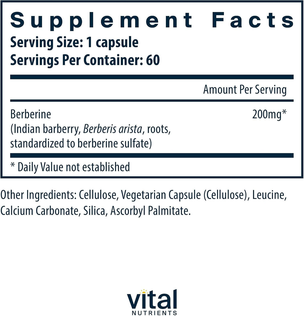 Berberina 200 mg - 60 Cápsulas Veganas - Vital Nutrients