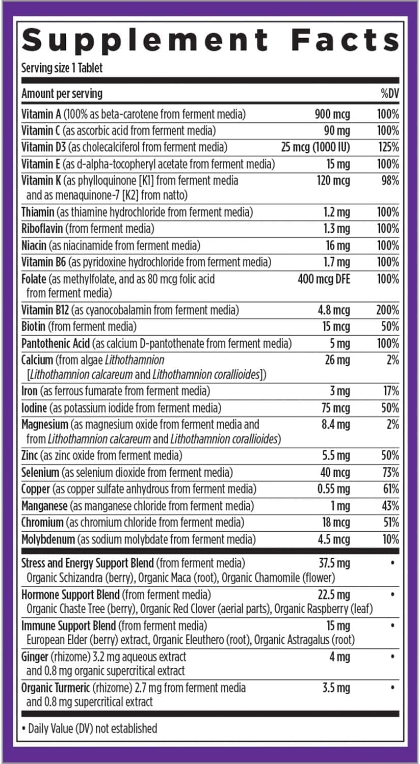 New Chapter Every Woman's One Daily - Multivitamínico para Mujeres Fermentado con Probióticos + Hierro + Vitaminas B + Vitamina D3 + Ingredientes Orgánicos No-GMO, 24 Comprimidos
