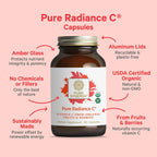 PURE SYNERGY Pure Radiance C | Cápsulas de Vitamina C Orgánica | 100% Natural, Alimento Integral, No-GMO con Camu Camu Orgánico | Apoyo Inmunitario y de Colágeno (90 Cápsulas)
