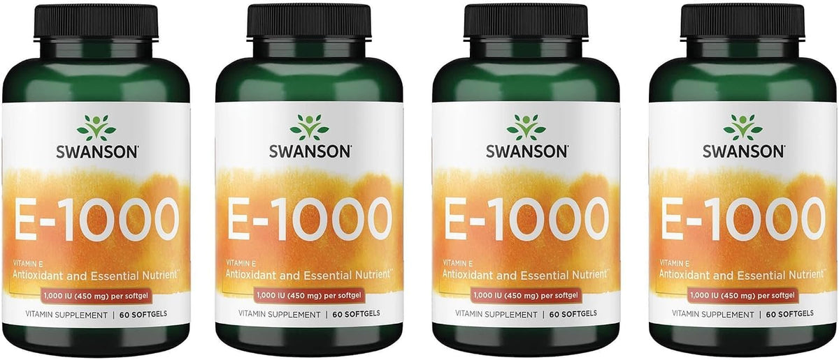 Swanson Vitamina E 1000 UI (450 mg) 60 Cápsulas Blandas (Paquete de 4) - görsel 1