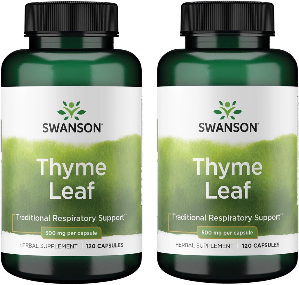 Swanson Hojas de Tomillo - Suplemento Herbal, 500 mg, 120 Cápsulas (Paquete de 4)