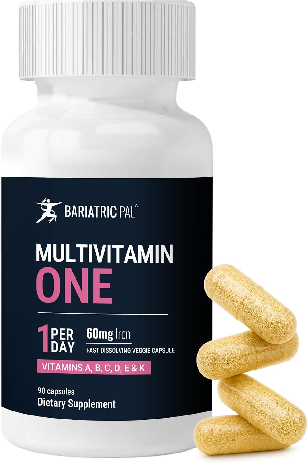 BariatricPal Multivitamin ONE - Multivitamínico bariátrico con hierro (60 mg), 90 cápsulas