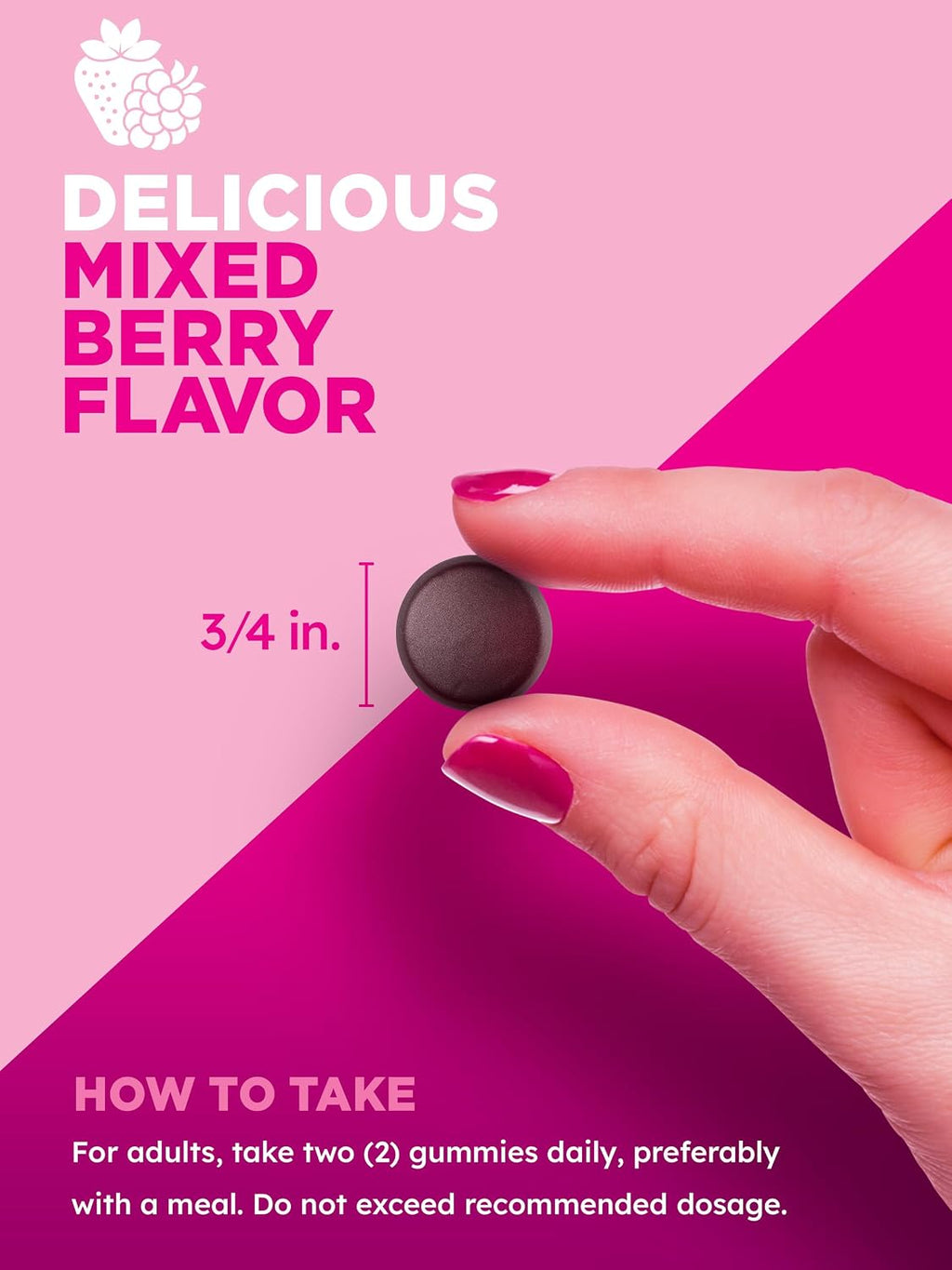 PINK Multivitamínico en Gominolas para Mujeres con Colágeno y Biotina - Sin Gluten y No Transgénico - Sabor Frutos Rojos