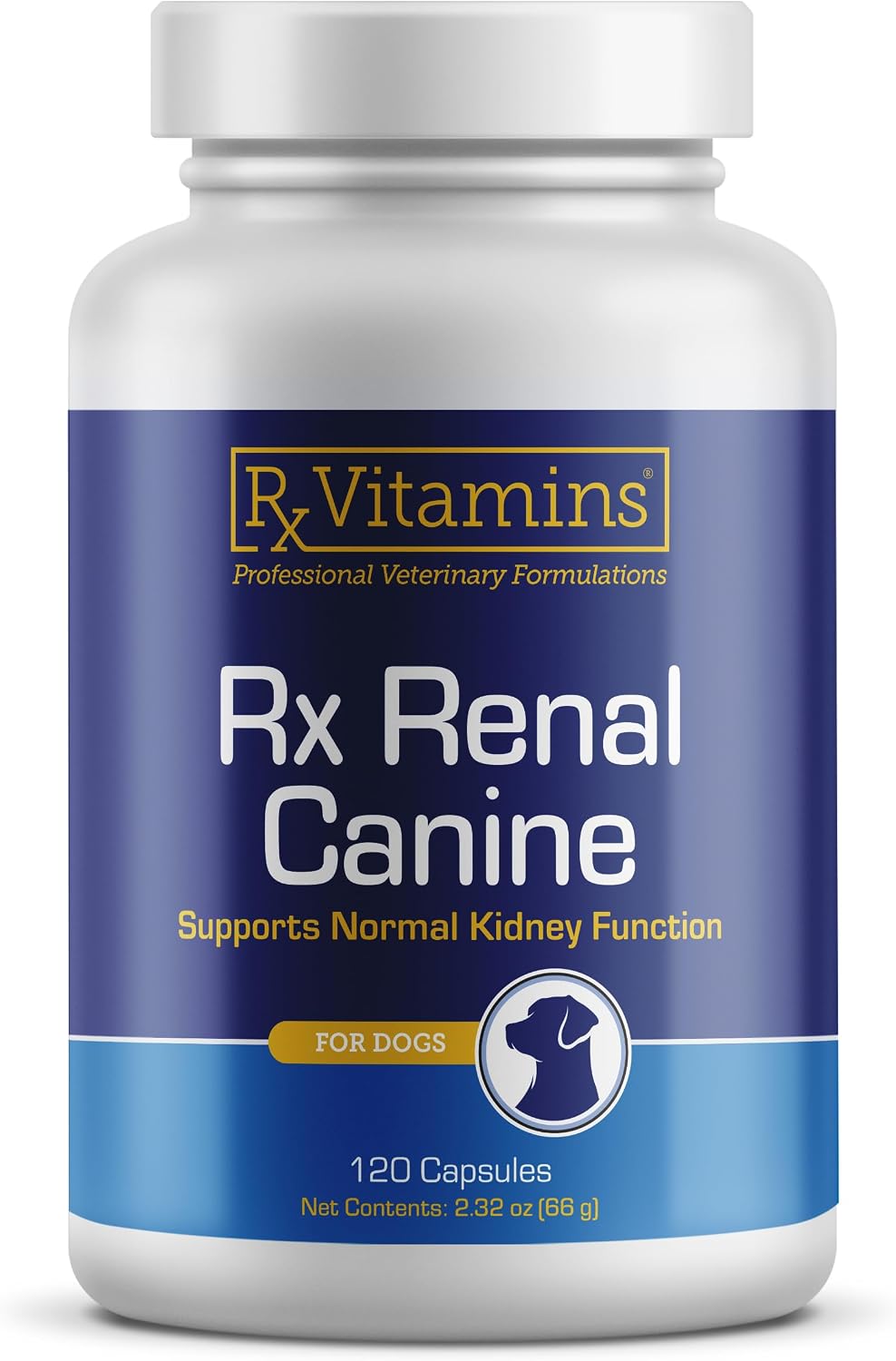 Rx Vitamins Rx Renal - Cápsulas de apoyo renal para perros con cardo mariano, té verde y cordyceps, 120 unidades