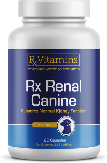 Rx Vitamins Rx Renal - Cápsulas de apoyo renal para perros con cardo mariano, té verde y cordyceps, 120 unidades – Image 1