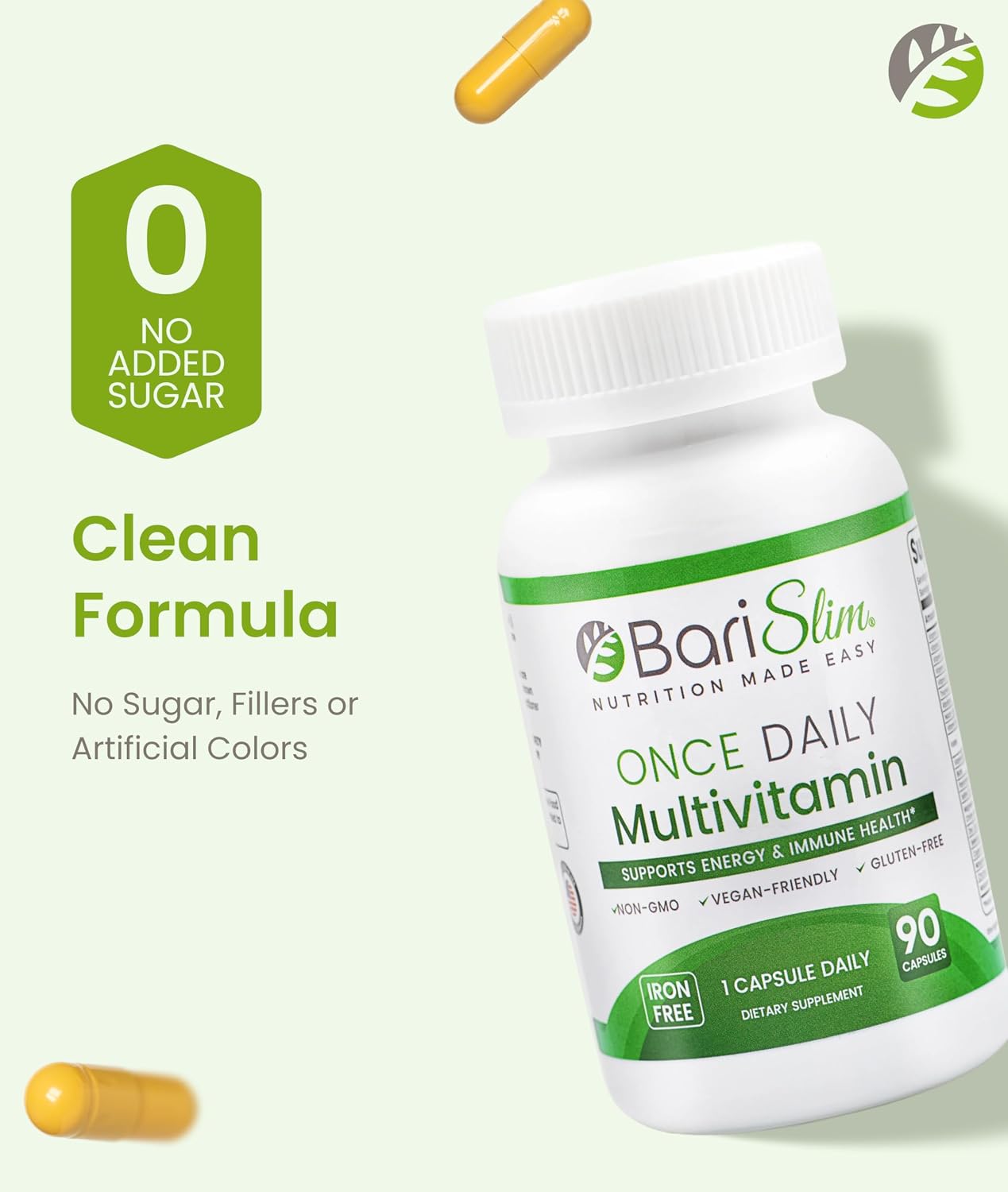 BariSlim Once Daily Multivitamínico Bariátrico Sin Hierro - 90 Cápsulas