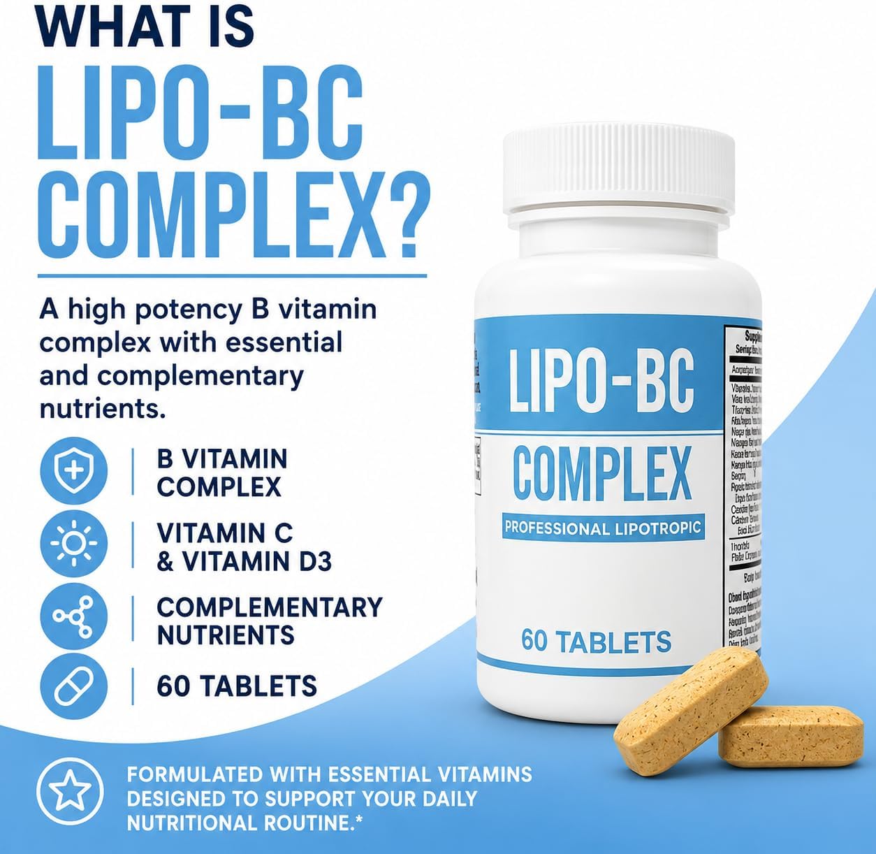 LIPO-BC B-Complex - 2 Bottles of 60 Caplets (120 total)