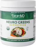 BRAINMD Neuro Greens Superfood - Polvo Nutricional con Frutas, Verduras y Hongos Medicinales - 224 g
