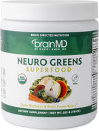 BRAINMD Neuro Greens Superfood - Polvo Nutricional con Frutas, Verduras y Hongos Medicinales - 224 g