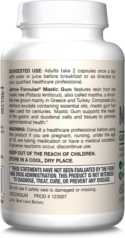 Jarrow Formulas Mastic Gum 1000 mg - Suplemento para la Salud Gastrointestinal - 60 Cápsulas Vegetales (30 Días) – Image 10