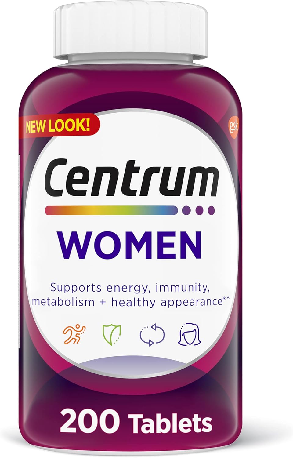 Centrum Multivitamínico para Mujeres con Hierro, Vitamina D3 y Antioxidantes - 200 Comprimidos