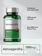 Horbäach Ashwagandha Root Supplement | 180 Cápsulas | para Hombres y Mujeres | Extracto Herbal | No-GMO, Sin Gluten