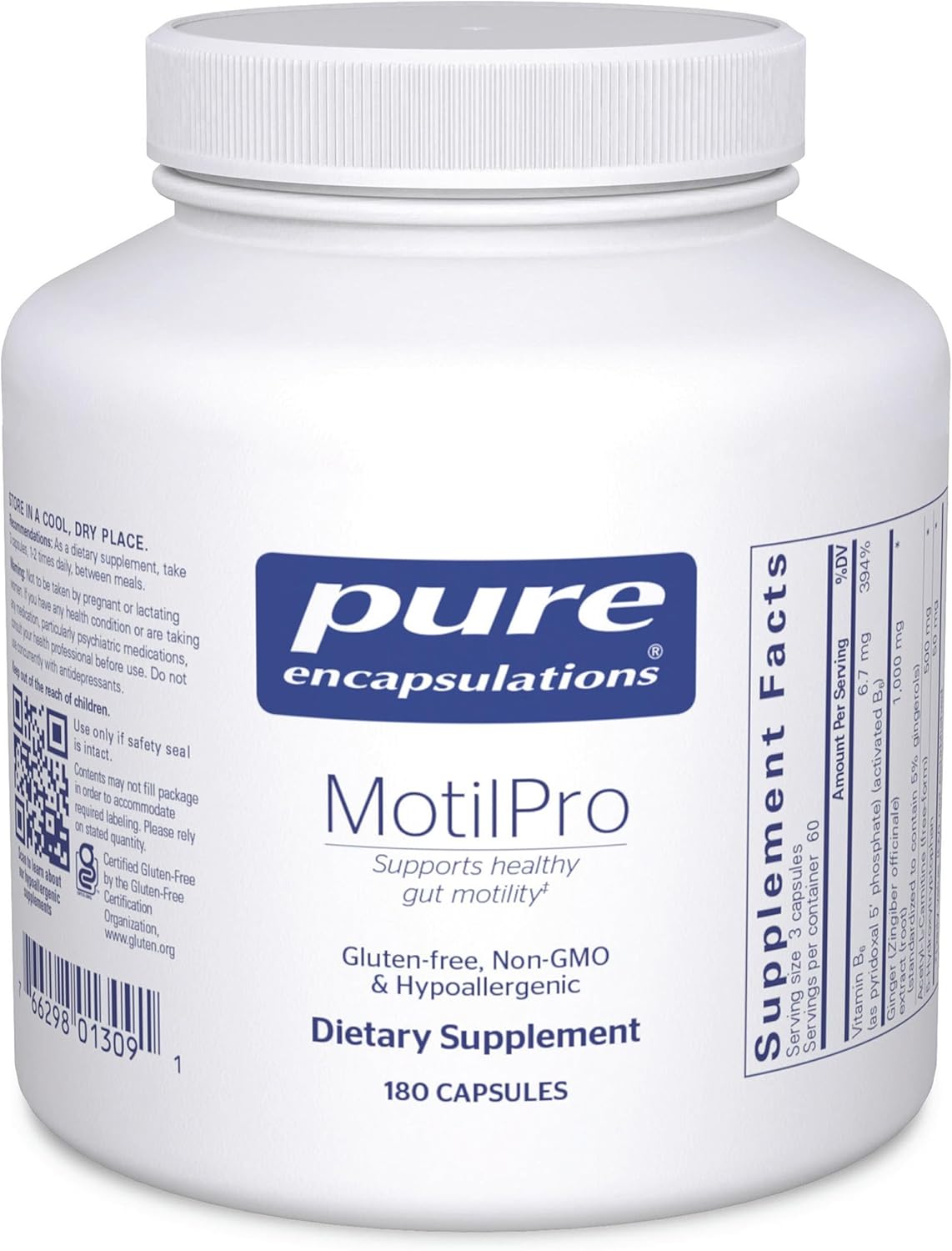 Pure Encapsulations MotilPro | Suplemento dietético hipoalergénico | 180 cápsulas