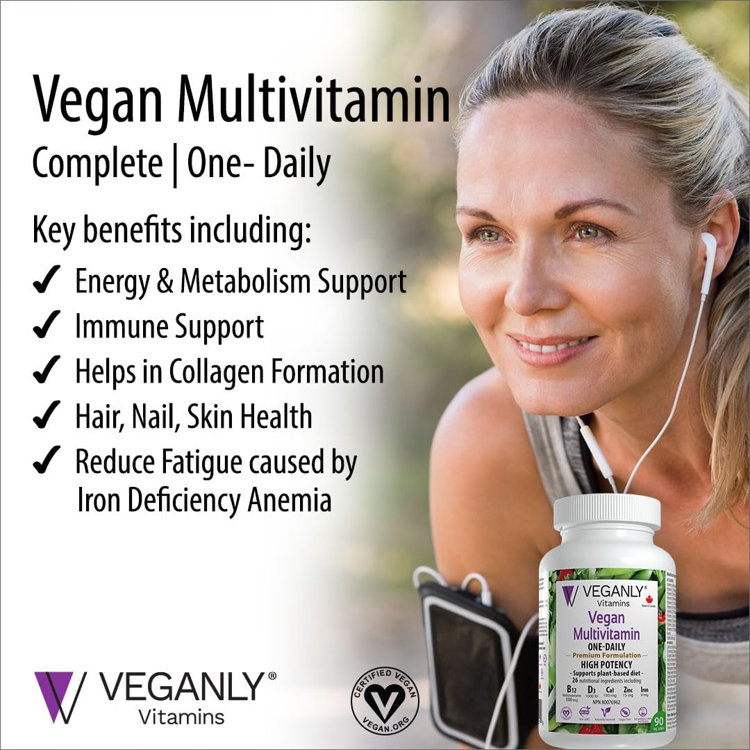 Vegano Multivitamínico One-Daily – Apoyo Nutricional para Veganos y Vegetarianos, 90 Comprimidos