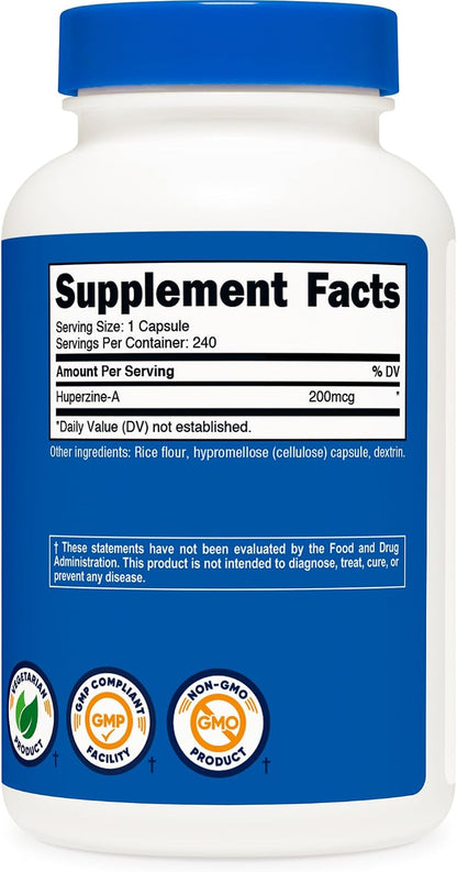 Nutricost Huperzina A 200mcg, 240 Cápsulas - No Transgénico, Apto para Vegetarianos – Image 5