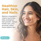 Restorz Gomitas de Biotina para Cabello, Piel y Uñas, Sabor Fresa (Pack de 12)