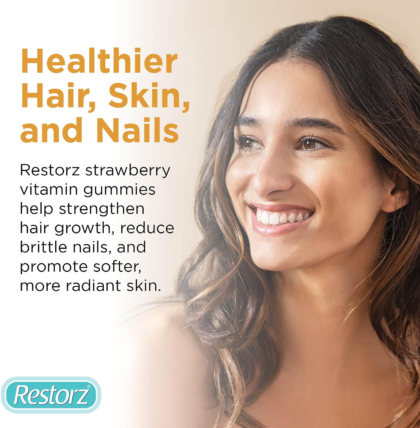 Restorz Gomitas de Biotina para Cabello, Piel y Uñas, Sabor Fresa (Pack de 12)