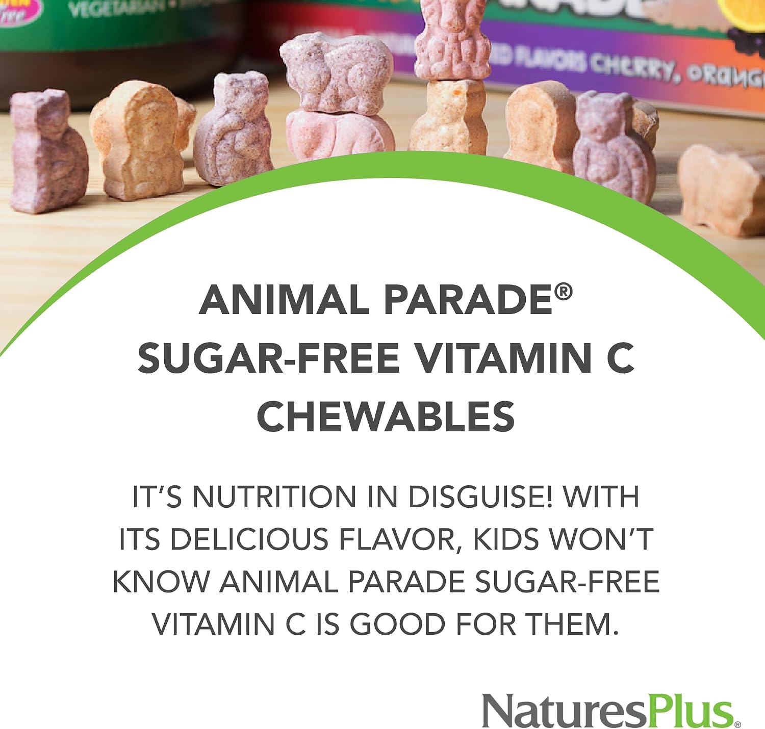 NaturesPlus Animal Parade Vitamina C sin Azúcar para Niños - Pack de 2 (180 comprimidos masticables)