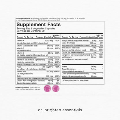Dr. Brighten Prenatal Plus – Vitaminas – Hierro: Ayuda a la formación normal de glóbulos rojos y hemoglobina, – Image 2