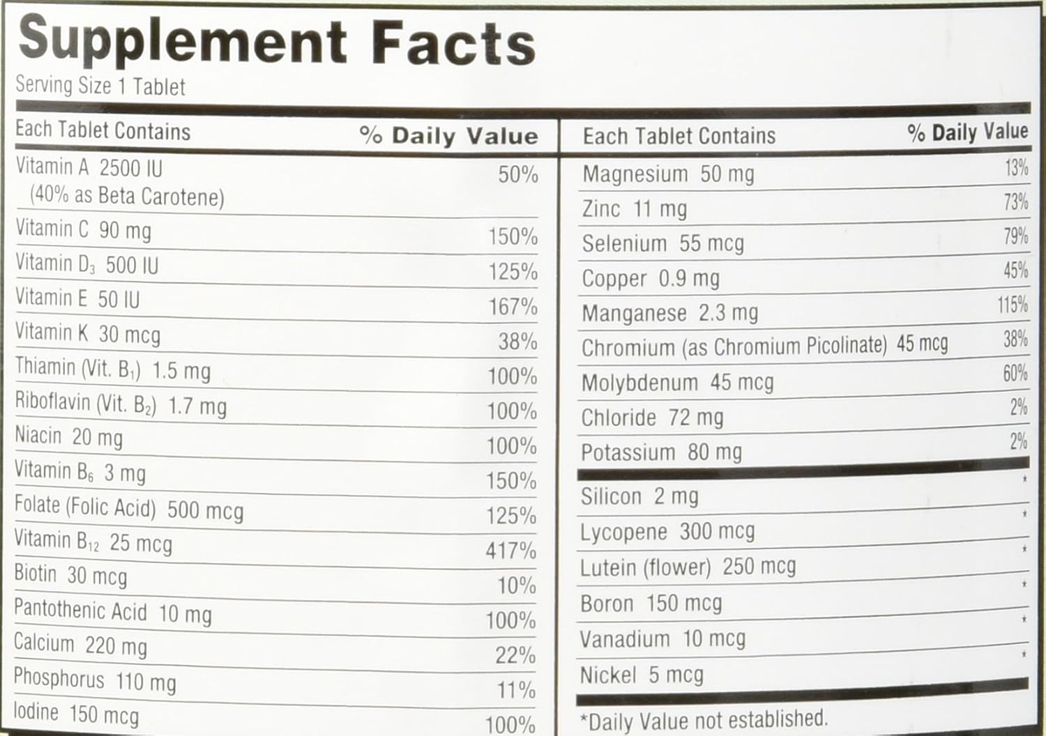 Kirkland Signature Multivitamínico para Adultos 50+ con Minerales, 400 Comprimidos (Paquete de 5)
