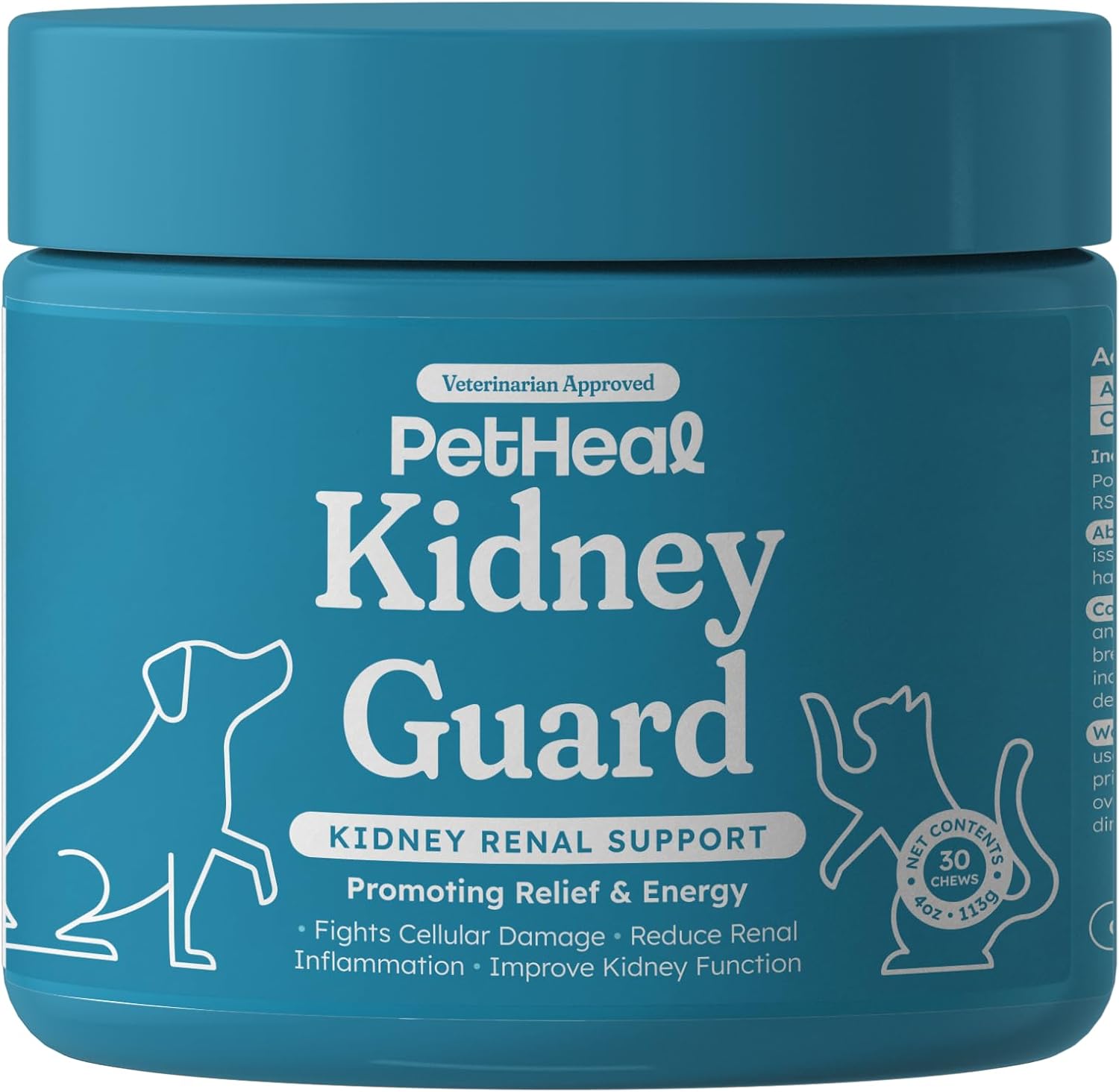 PetHeal Kidney Guard Chews para Perros - Apoyo Renal - 30 Snacks Blandos Sabor Cerdo