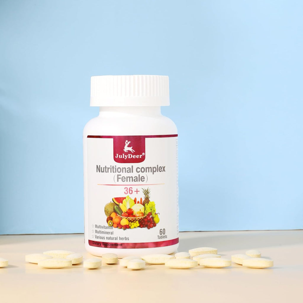 JulyDeer Multivitamínico Diario para Mujeres - Complejo Multimineral y Multivitamínico con Vitaminas A, C, D, E y Complejo B, Zinc y Más - 60 Comprimidos