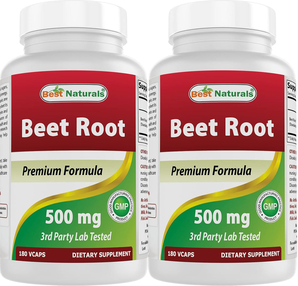 Best Naturals Polvo de Raíz de Remolacha 500 mg - 180 Cápsulas (Pack de 2)