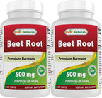 Best Naturals Polvo de Raíz de Remolacha 500 mg - 180 Cápsulas (Pack de 2)