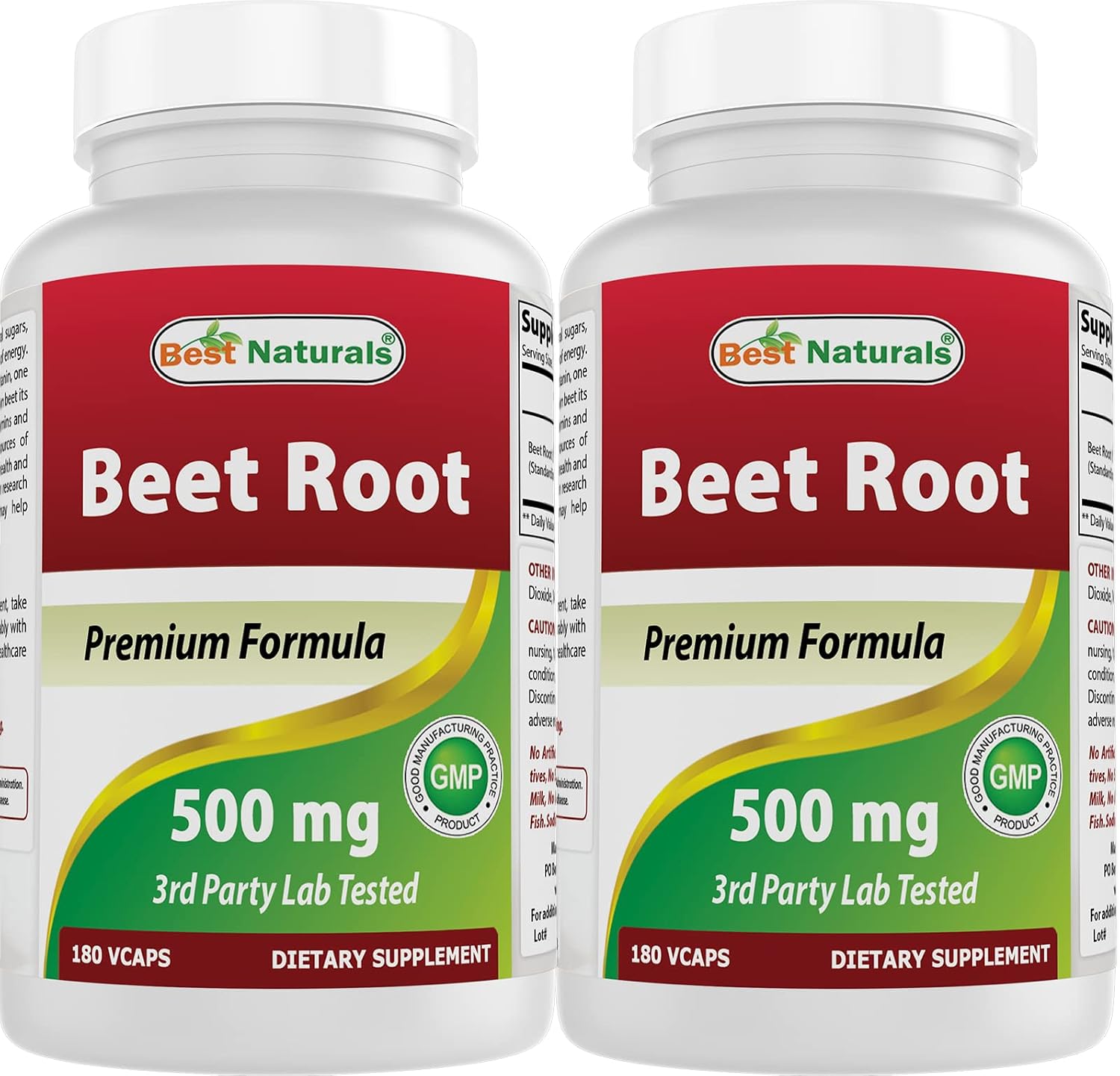 Best Naturals Polvo de Raíz de Remolacha 500 mg - 180 Cápsulas (Pack de 2)
