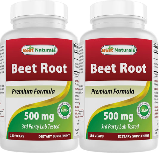 Best Naturals Polvo de Raíz de Remolacha 500 mg - 180 Cápsulas (Pack de 2)