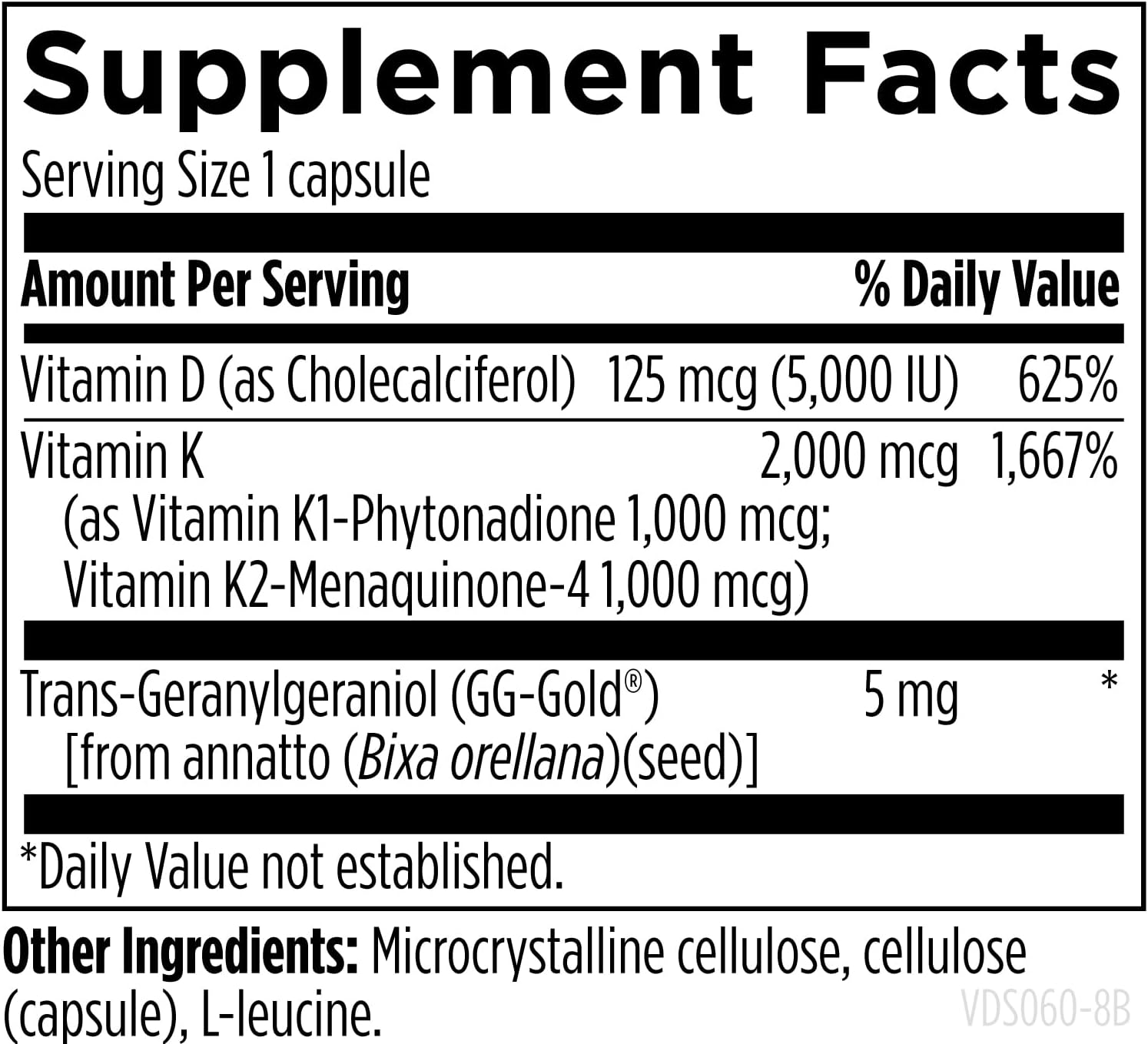Designs for Health Vitamina D Supreme - Vitamina D3 5000 UI con 2000 mcg de Vitamina K como MK-4 para Huesos, Corazón y Sistema Inmunológico (60 Cápsulas)