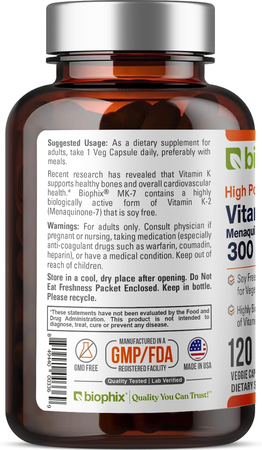 biophix Vitamina K2 MK-7 300mcg - 120 Cápsulas Veganas