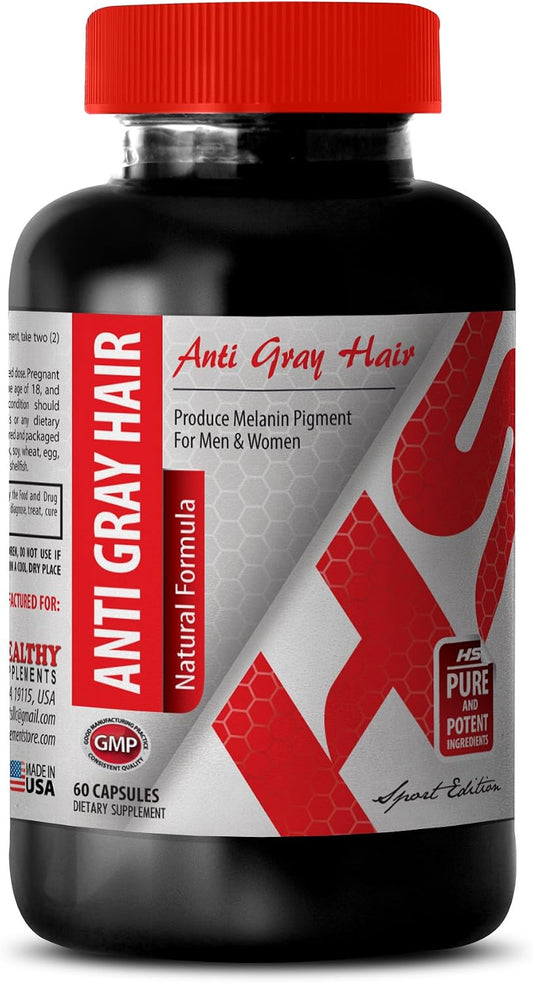 L-Tyrosine Supplement - Natural Anti-Gray Hair Formula - 60 Capsules