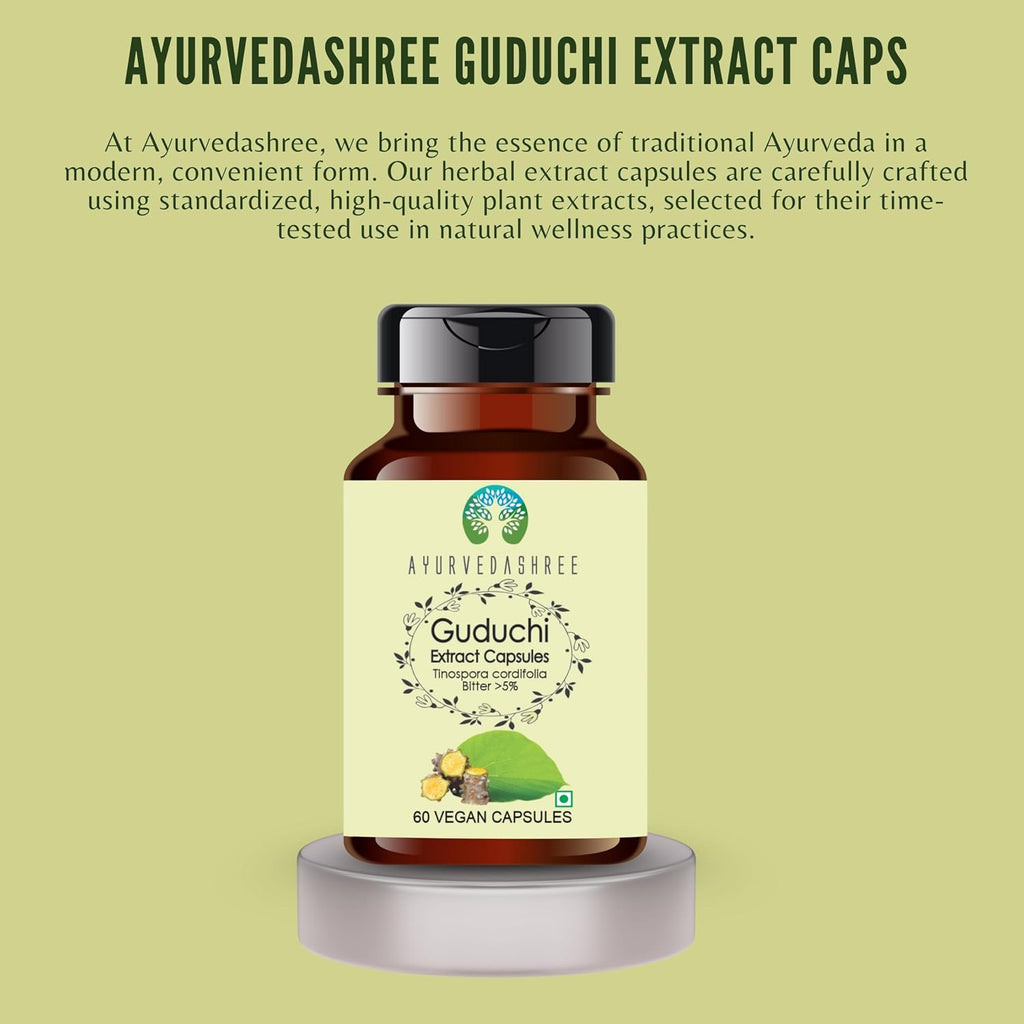 Extracto de Guduchi 500mg - 60 Cápsulas Vegetarianas | Tinospora Cordifolia | 100% Natural | Vegano | Sin Gluten