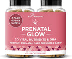 Eu Natural Glow Prenatal Vitamins - 20-en-1 Multivitamínico con Folato y DHA Vegano