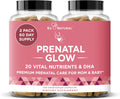 Eu Natural Glow Vitaminas Prenatales para Mujeres - Multivitamínico 20-en-1 con Folato y DHA Vegano - Apoya el Embarazo Saludable y el Desarrollo Fetal - 120 Cápsulas Vegetarianas