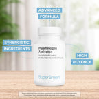 Supersmart Activador del Plasminógeno (Fórmula Avanzada) - con Pterostilbeno, Nattokinasa, Serrapeptasa, OPC - Suplemento Antioxidante de Alta Potencia | No-GMO y Sin Gluten - 60 Cápsulas de Liberación Retardada