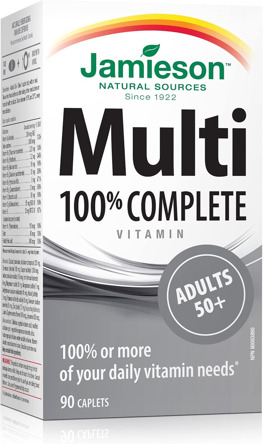 Jamieson Multi 100% Complete - Multivitamínico para Adultos 50+ - 90 Comprimidos