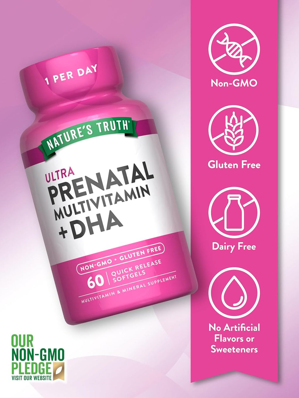Nature's Truth Vitaminas Prenatales con DHA y Ácido Fólico - 60 Cápsulas Blandas