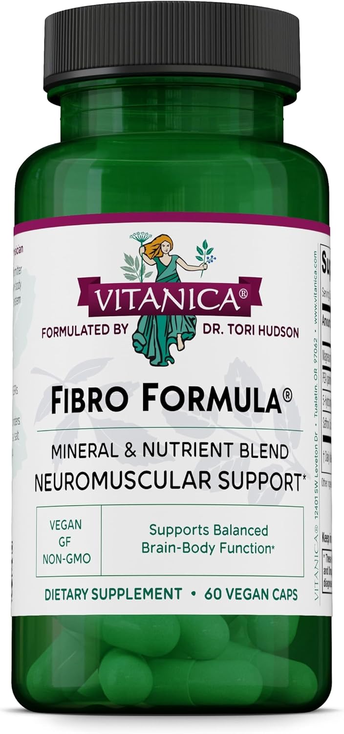 Vitanica FibroFormula - Suplemento para la Relajación Neuromuscular y el Alivio del Malestar con 5-HTP, PEA, Azafrán y Magnesio - Vegano - 60 Cápsulas