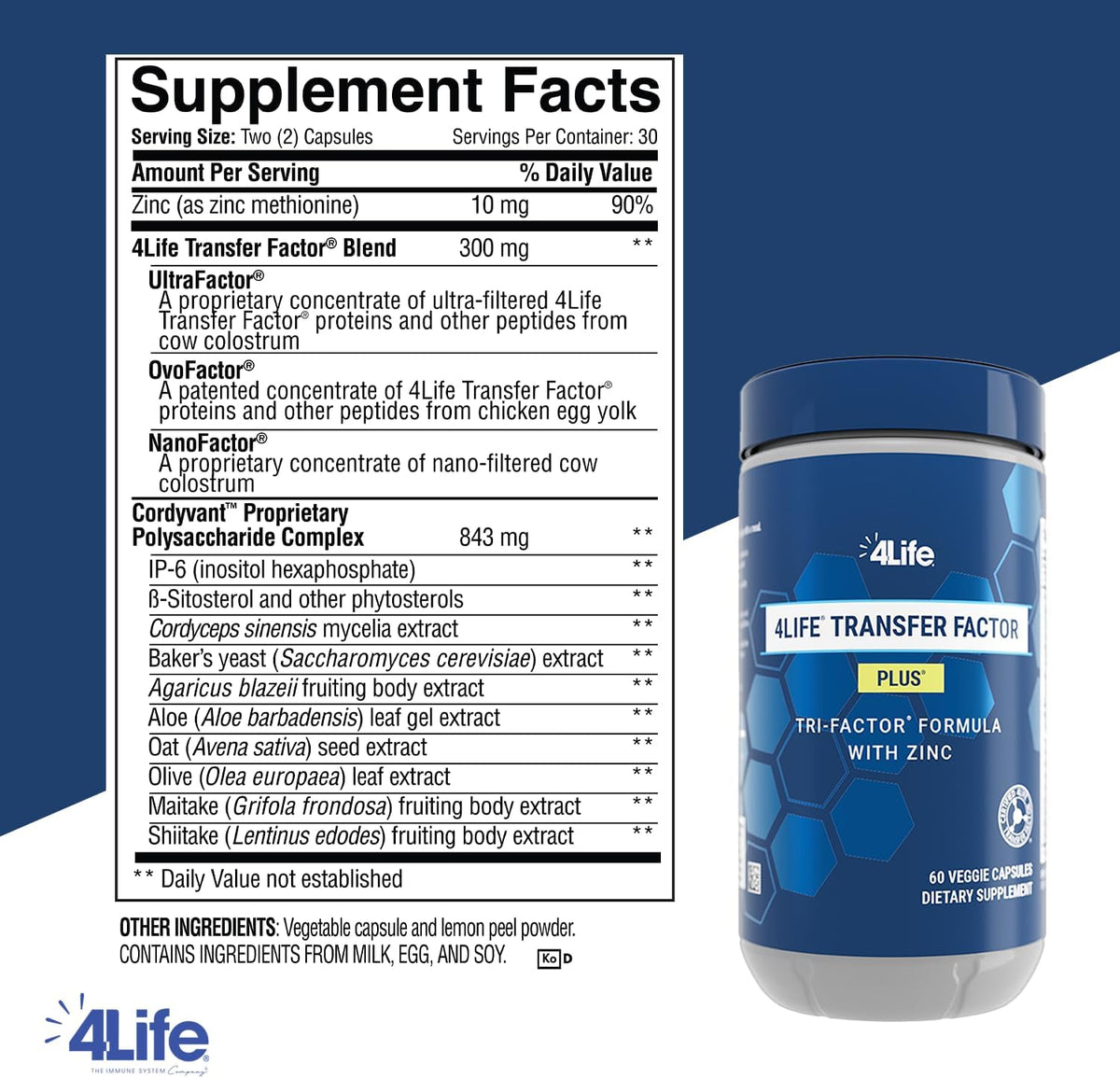 4Life Transfer Factor Plus Zinc – Apoyo – Mezcla de Hongos Funcionales: Los hongos como shiitake y maitake – Image 2