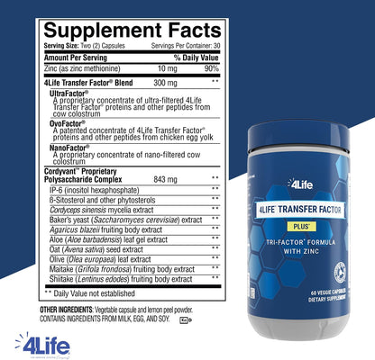 4Life Transfer Factor Plus Zinc – Apoyo – Mezcla de Hongos Funcionales: Los hongos como shiitake y maitake – Image 2