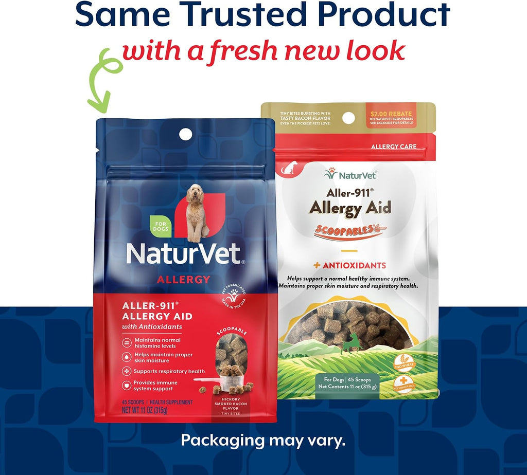 NaturVet Scoopables Aller-911 - Apoyo para alergias en perros - Sabor a bacon ahumado - 312 g