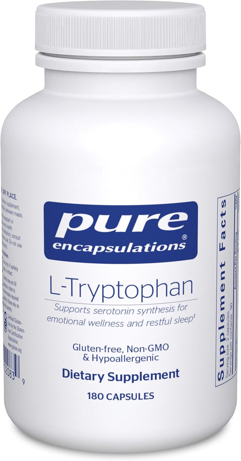 Pure Encapsulations L-Triptófano | Complemento Alimenticio para la Relajación, Apoyo de Serotonina, Síndrome Premenstrual y Sueño | 90 Cápsulas