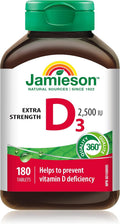Jamieson Extra Strength Vitamina D3 2.500 IU, 180 comprimidos