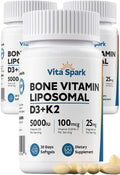 Vita Spark Vitamina D3 K2 Liposomal con Magnesio - 5000 UI D3, 100 mcg K2 MK-7, 90 Cápsulas Blandas