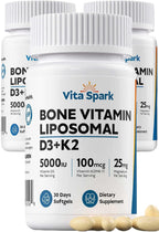 Vita Spark Vitamina D3 K2 Liposomal con Magnesio - 5000 UI D3, 100 mcg K2 MK-7, 90 Cápsulas Blandas