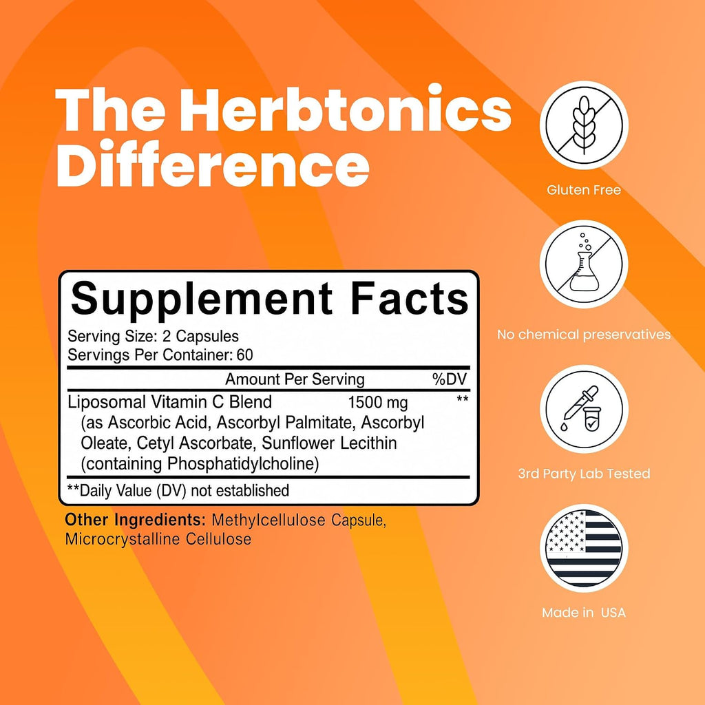 Herbtonics Vitamina C Liposomal 1500 mg – 120 Cápsulas Veganas