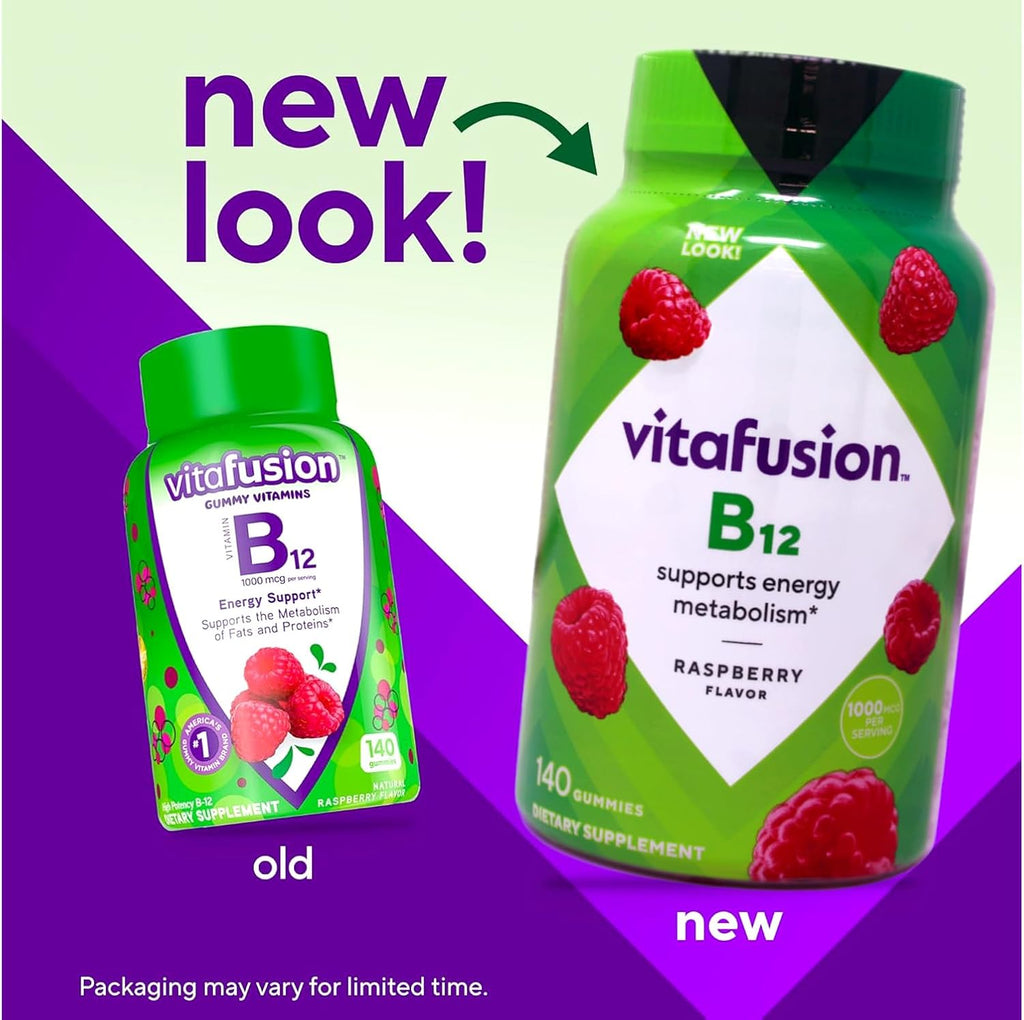 Vitafusion B-12 1000 mcg, 3 Paquetes (140 Comprimidos)