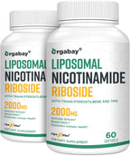Orgabay Nicotinamida Ribósido Liposomal 2000 mg con TMG y Pterostilbeno, 120 Cápsulas Blandas